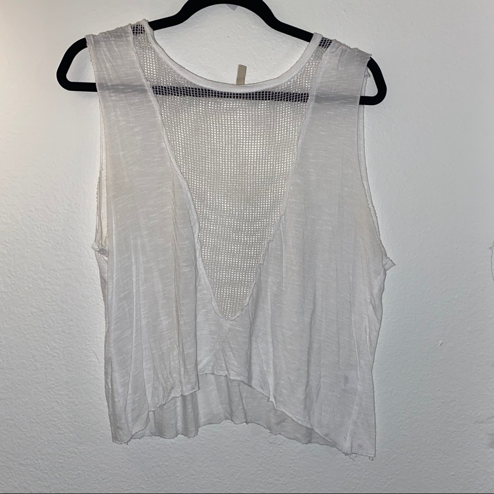 White crop top with mesh cutout